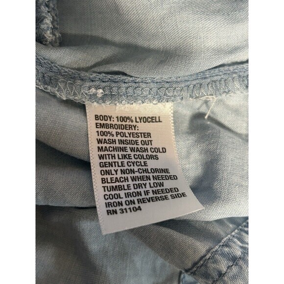 CROWN & IVY Blue Jean Dress Size Large L Embroidered Sleeveless Boho … - Picture 8 of 8